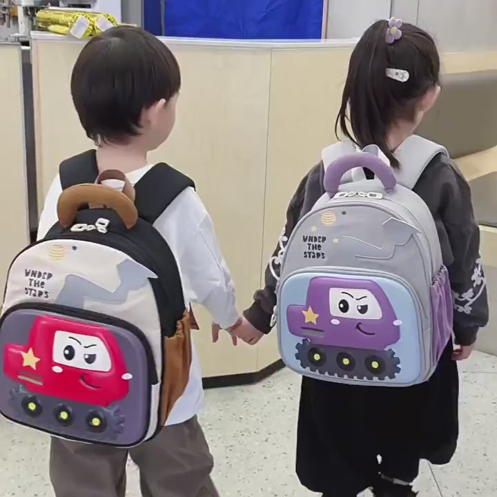 Children's Schoolbags New Style Cartoon Excavator Boys and Girls Kindergarten Schoolbags Preschool Students Lightweight Backpacks